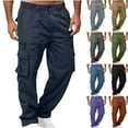thumbnail image 1 of ZKCCNUK Cargo Pants for Men Solid Casual Multiple Pockets Outdoor Straight Type Fitness Pants Cargo Pants Trousers Navy XL on Clearance, 1 of 6