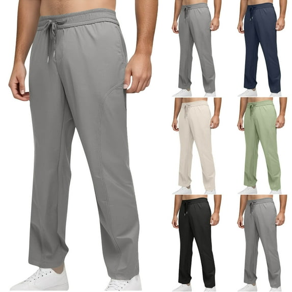 Cargo Pants for Men Solid Casual Multiple Pockets Outdoor Straight Type Fitness Pants Cargo Pants Trousers Solid Color Elastic Waist Cropped Pants