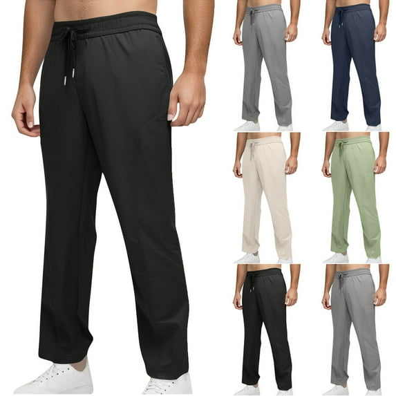 Cargo Pants for Men Solid Casual Multiple Pockets Outdoor Straight Type Fitness Pants Cargo Pants Trousers Solid Color Elastic Waist Cropped Pants