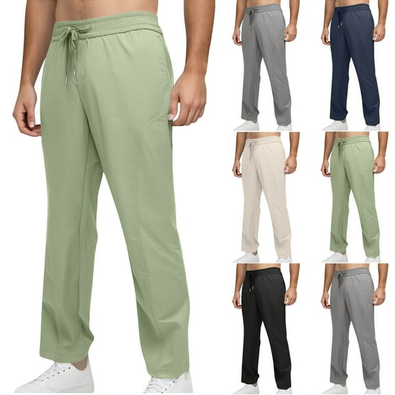 Cargo Pants for Men Solid Casual Multiple Pockets Outdoor Straight Type Fitness Pants Cargo Pants Trousers Solid Color Elastic Waist Cropped Pants