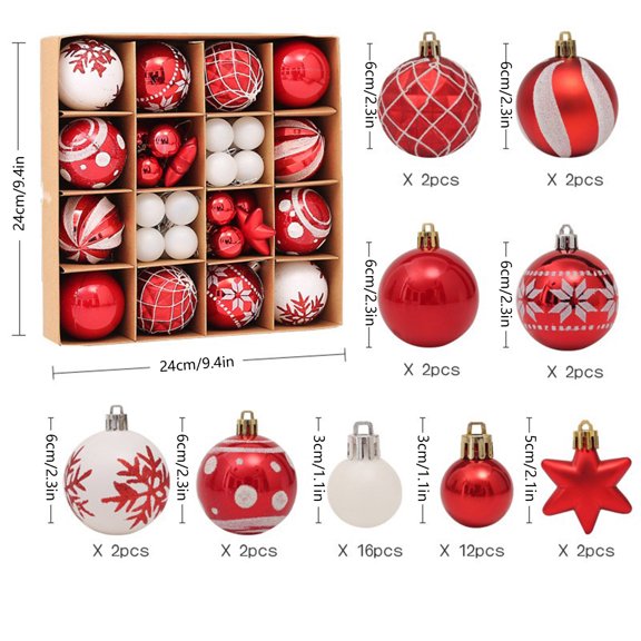 ZKCCNUK Christmas Ornaments 42Pcs Colorful Christmas Hanging Balls - Christmas Proof Ornaments for Party Christmas Tree Supplies