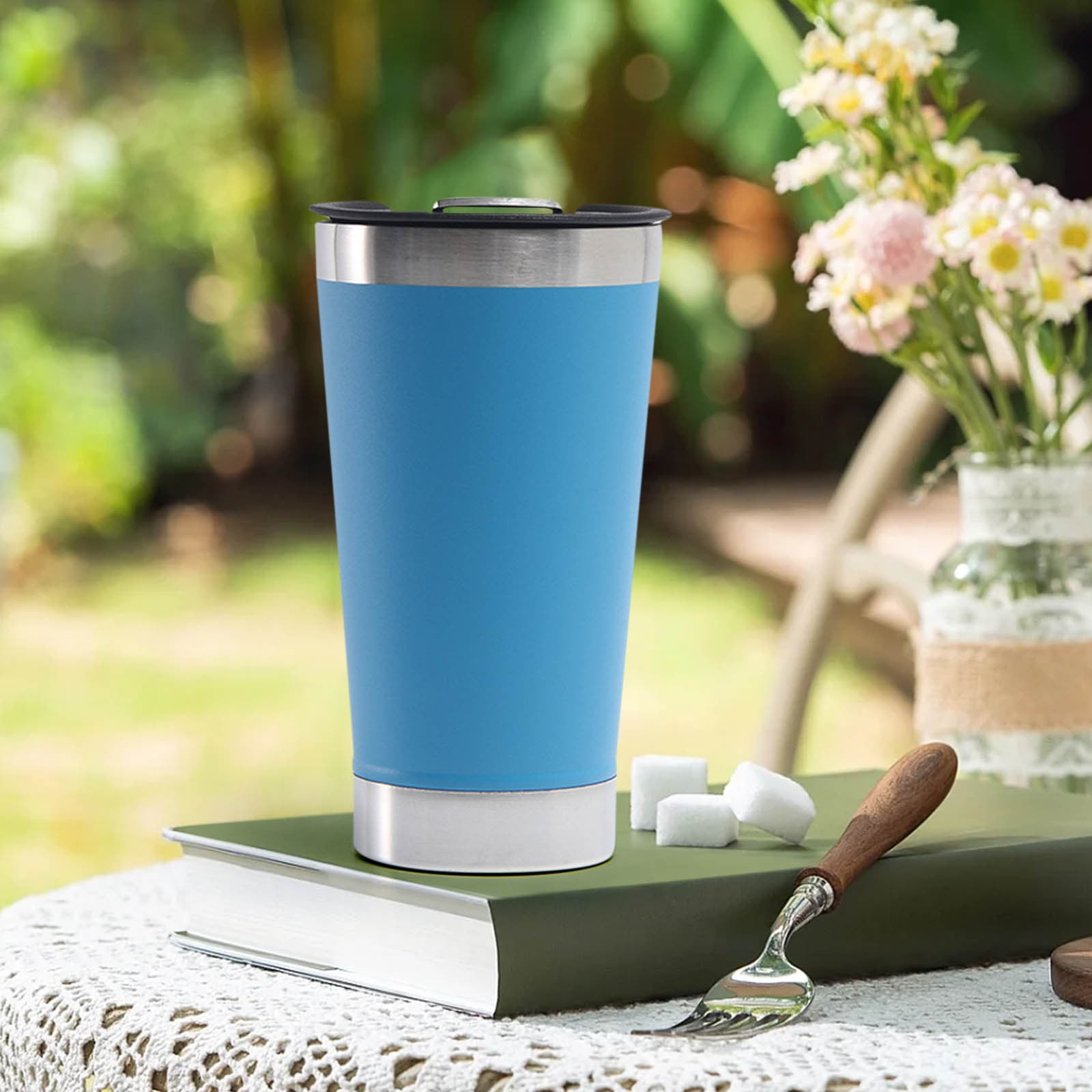 ZKCCNUK Double Layer 304 Stainless Steel Portable Coffee Cup With