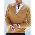 thumbnail image 1 of ZKCCNUK Fashion Solid Color V-neck Men's Sweater Bottoming Sweater Knitwear on Clearance, 1 of 3