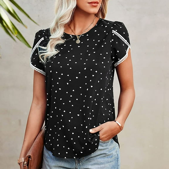 ZKCCNUK Fashion Women Casual Printing Round Neck Pullovers Short Sleeve Blouse T-Shirt Tops Summer Plus Size Tops 2025