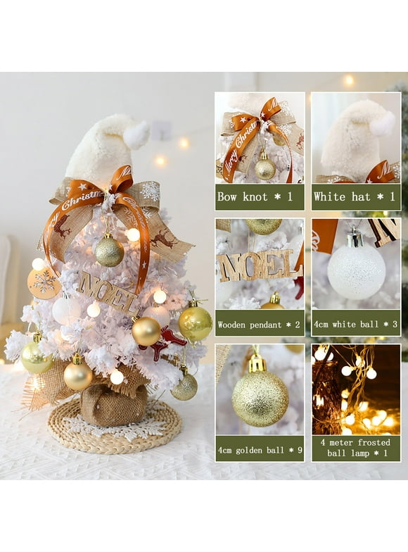 ZKCCNUK Flocking Mini Christmas Tree, White Package Christmas Decorative Tree LED White Christmas Tree Decoration, by Holiday Time