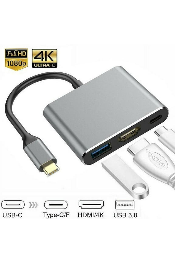 Type C USB 3.1 to USB-C 4K HDMI USB 3.0 Adapter 3 in 1 Hub for Macbook Air Pro Surface