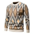 thumbnail image 1 of ZKCCNUK Men Casual Rhomboid Pattern Pullover Round Neck Lg Sleeve Sweater Tops, 1 of 8