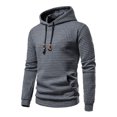 thumbnail image 1 of ZKCCNUK Men Casual Solid Pullover Lattice Hooded Big Pocket Round Neck Long Sleeve Blouse on, 1 of 8