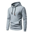 thumbnail image 1 of ZKCCNUK Men Casual Solid Pullover Lattice Hooded Big Pocket Round Neck Lg Sleeve Blouse, 1 of 9
