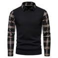 thumbnail image 1 of ZKCCNUK Men Casual Splicing Turndown Pullover Lattice Fake Two Buttons Sweater, 1 of 9