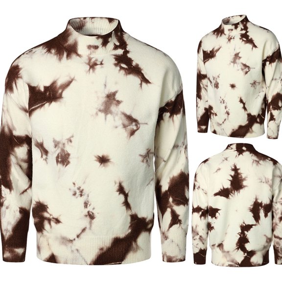 ZKCCNUK Men's Autumn And Winter New Men's High-neck Pullover Sweater Splash Ink Printing Casual Casual Knitted Sweater