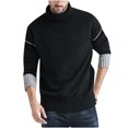 thumbnail image 1 of ZKCCNUK Men's Autumn Winter Casual Patchwork Lg Sleeve Knit Sweater Top Blouse, 1 of 5