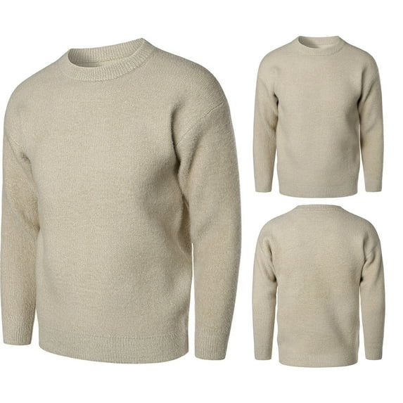 ZKCCNUK Men's Autumn And Winter New Men's Knitted Sweater Round Neck Pullover Bottoming Shirt Solid Color Imitation Mink European Size Casual Large Size Men's Sweater on