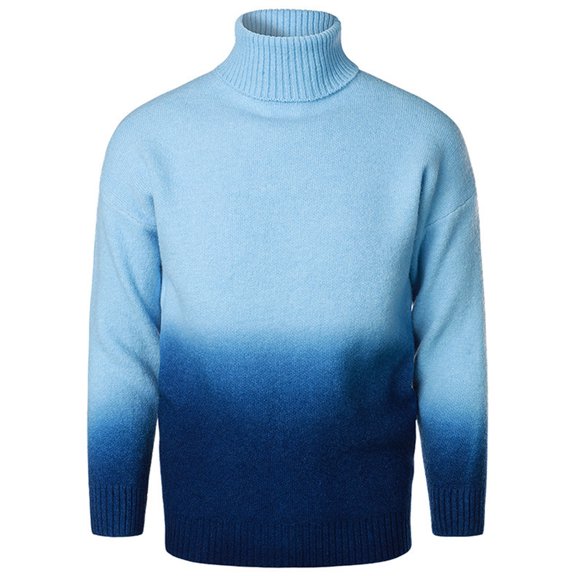 ZKCCNUK Men's Autumn And Winter New Men's Pullover Sweater Gradient Color Color Matching Turtleneck Warm Sweater Large Size Bottoming Shirt