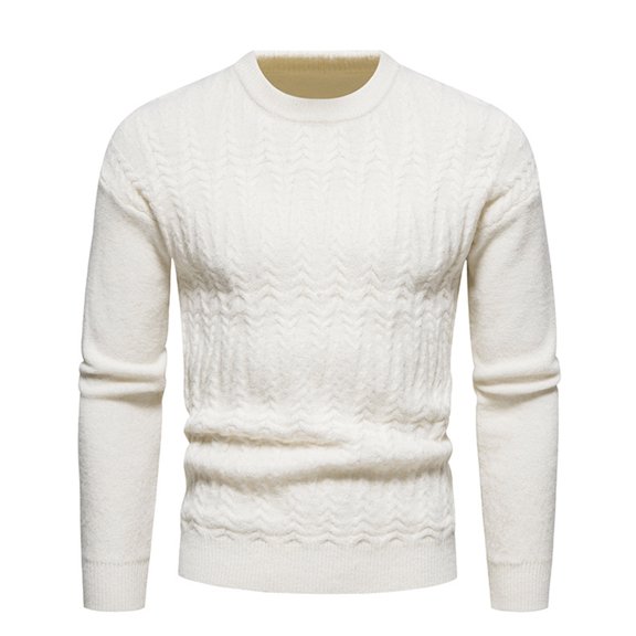 ZKCCNUK Men's Spring And Autumn New Youth Men's Knitwear Slim Fit Round Neck Pullover Sweater Casual Solid Color Bottoming Shirt Large Size Sweater on Clearance