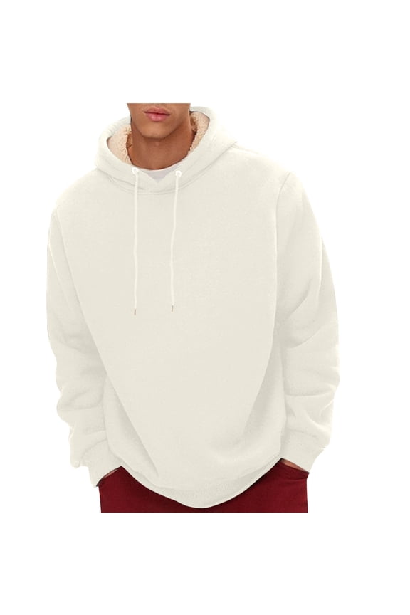 Mens Sweatshirt Heavy Sherpa Fleece Lined Pullover Thick Winter Tops S-3XL