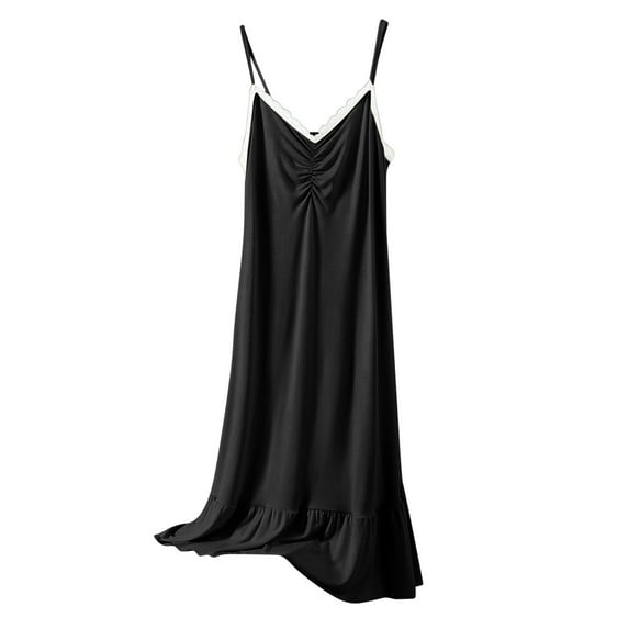 ZKCCNUK Nightgowns for Women Casual and Fashionable Solid Color Large Round Neck Sleepwear Dress L-2XL