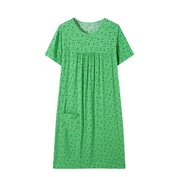 ZKCCNUK Nightgowns for Women Women Print Casual Round-Neck Short Sleeve Sleepshirts Dress XL-3XL