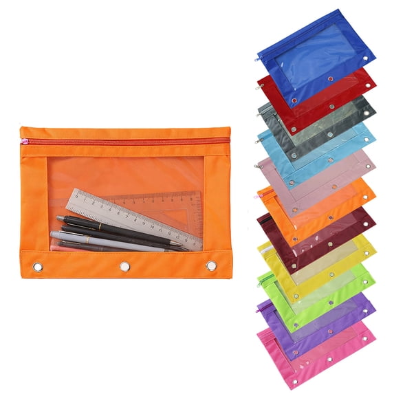 ZKCCNUK Pencil Pouch for 3 Ring Binder, Waterproof Zipper File Bags with Clear Window, Oxford Office Filing Documents Storage Folder Office Supplies