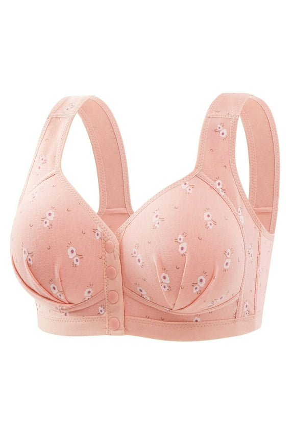 Plus Size Bras for Women Sexy Comfortable Soft Solid Color Front Open Button Underwear Large Size Bra Secondary Breast Everyday Bras Size M-3XL