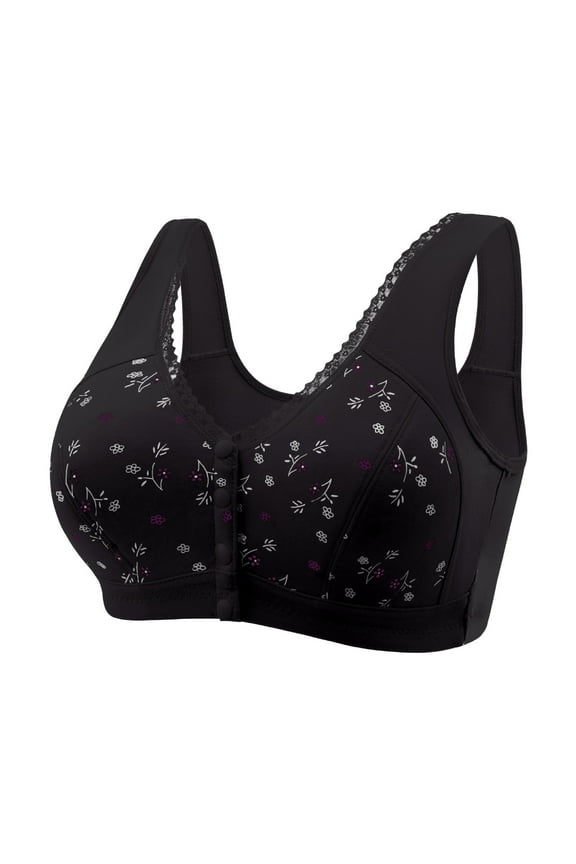 Plus Size Bras for Women Sexy Front Buckle for Middle-Aged And Elderly Underwear Soft Oversized Tank Top Without Steel Ring Printed Bra Everyday Bras Size S-6XL