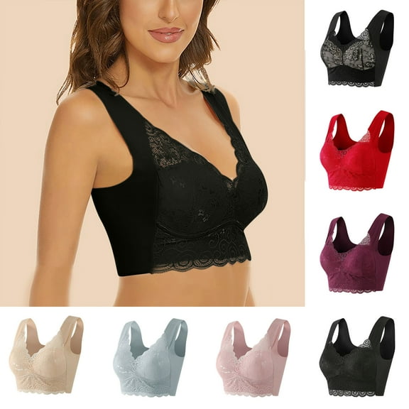 ZKCCNUK Plus Size Bras for Women 2025 Lace Beauty Back Solid Strap Wrap Bra Full Coverage Bra Everyday Underwear Bras M-5XL