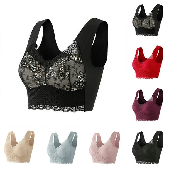 ZKCCNUK Plus Size Bras for Women 2025 Lace Beauty Back Solid Strap Wrap Bra Full Coverage Bra Everyday Underwear Bras M-5XL