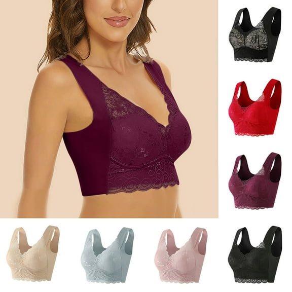 ZKCCNUK Plus Size Bras for Women 2025 Lace Beauty Back Solid Strap Wrap Bra Full Coverage Bra Everyday Underwear Bras M-5XL
