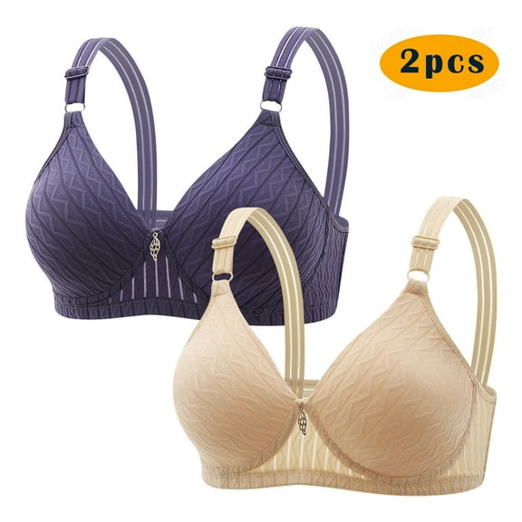 ZKCCNUK Plus Size Bras for Women 2PC Embroidered Glossy Comfortable Breathable Bra Underwear No Rims Everyday Bras Size S-3XL