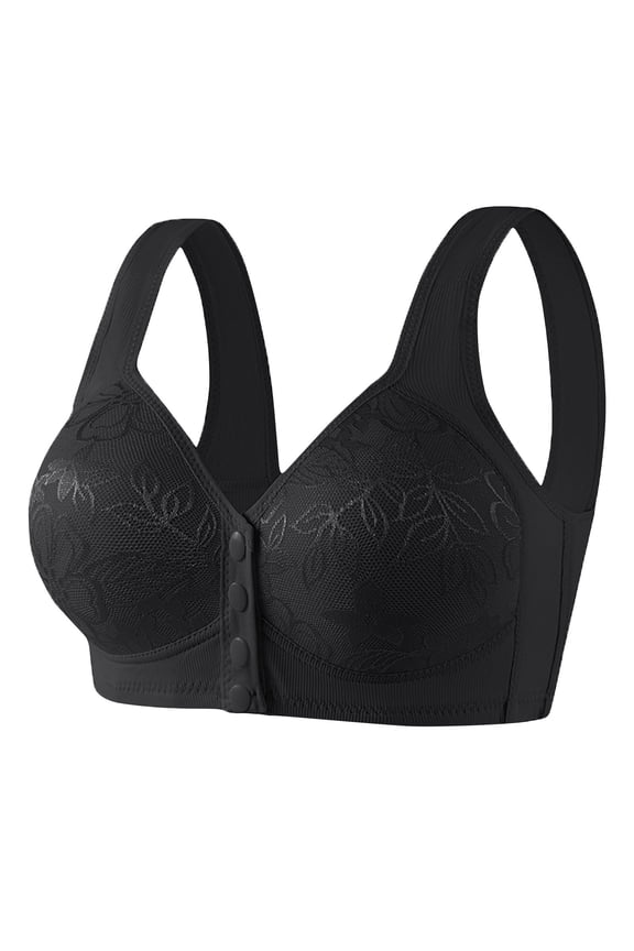 Plus Size Bras for Women Front Opening Buckle Shaping Thick Lace Gathered Without Steel Ring Bra Everyday Bras Size 36/80-46/105