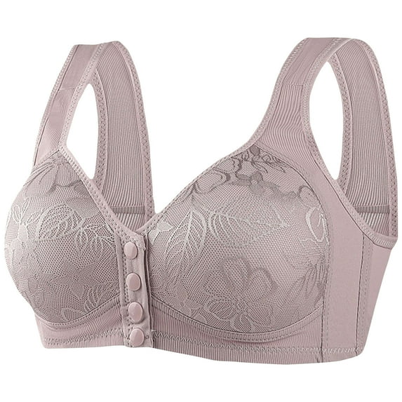 ZKCCNUK Plus Size Bras for Women Front Opening Buckle Shaping Thick Lace Gathered Without Steel Ring Bra Everyday Bras Size 36/80-46/105