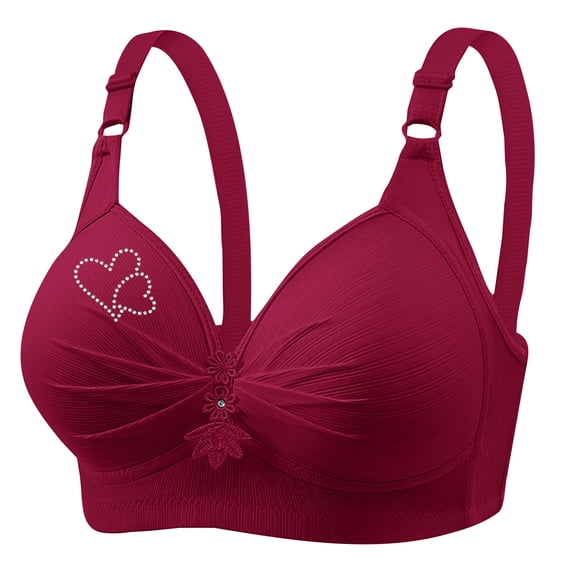ZKCCNUK Plus Size Bras for Women Printing Gathered Together Large Size Daily Bra Underwear No Rims Everyday Bras Size XS-4XL