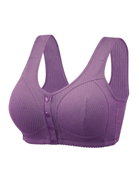 Plus Size Bras for Women with Front Button And Elderly No Steel Ring Bra Comfortable Gathering Oversized Bra Shaping Everyday Bras Size 36-46