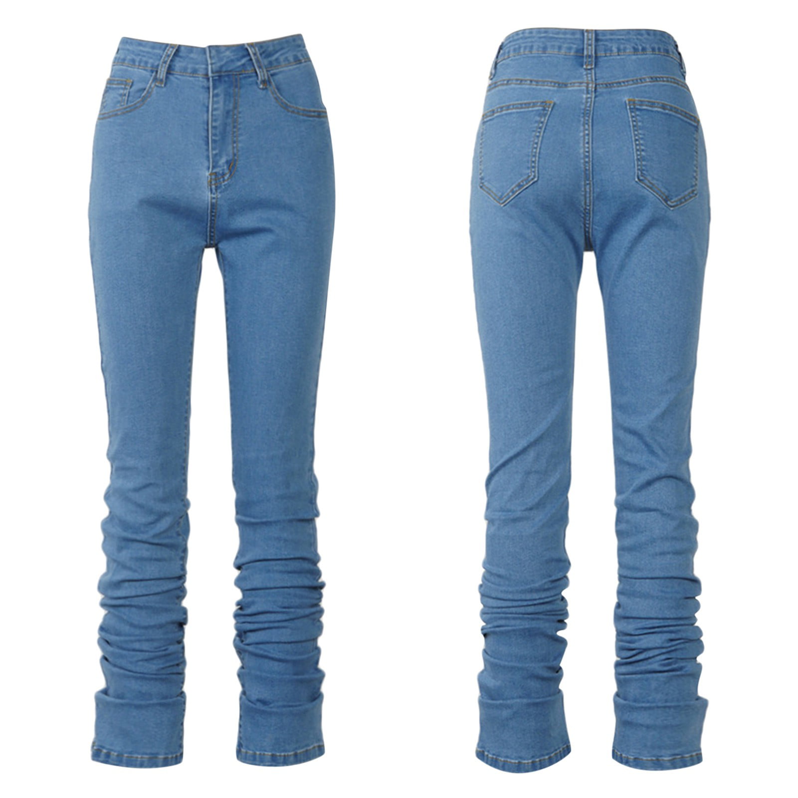 ZKCCNUK Plus Size Mom Jeans Women Casual Solid Color High Waist Skinny Denim Pleated Trousers Jeans Summer Casual Jeans on Clearance - Walmart.com