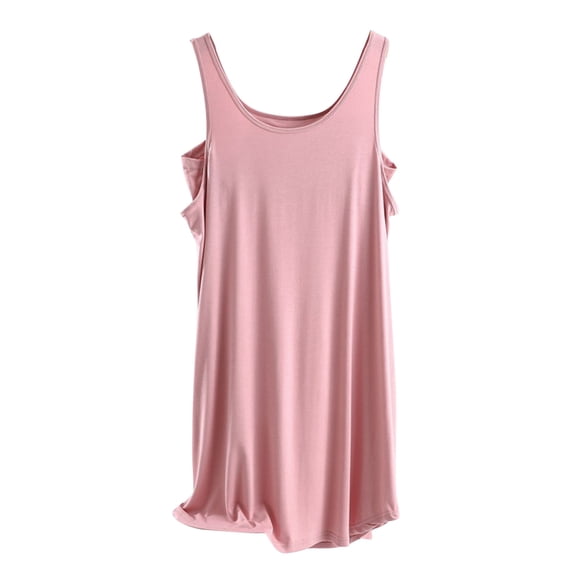 ZKCCNUK Plus Size Nightgowns for Women Casual and Fashionable Solid Color Large Round Neck Sleepwear Dress L,XL