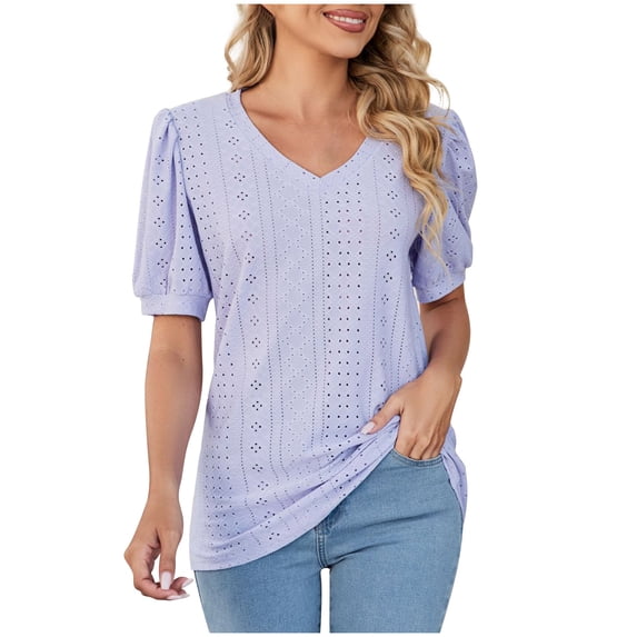 ZKCCNUK Plus Size Tops for Women Fashion Short Sleeve Comfortable Breathable V-Neck Blouses Shirt Tops