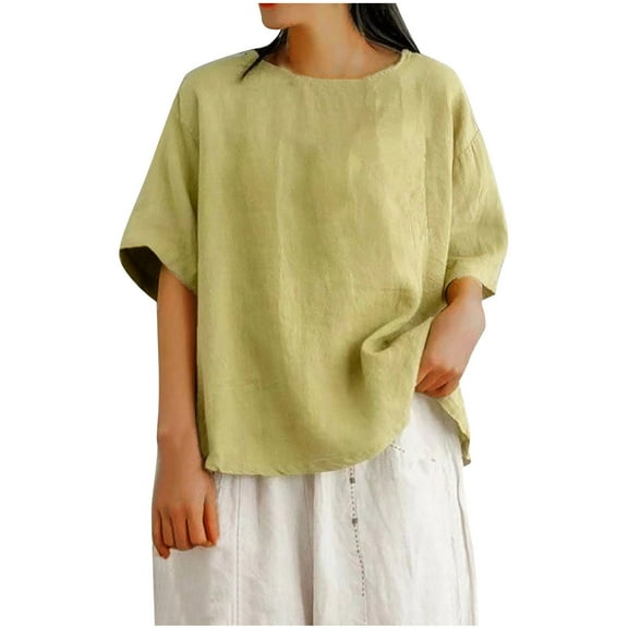 ZKCCNUK Plus Size Tops for Women Loose Top T-shirt Short Sleeved Round Neck Top/shirt