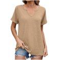 thumbnail image 1 of ZKCCNUK Plus Size Tops for Women Solid Color V-neck Short Sleeved Top T-shirt Top, 1 of 5