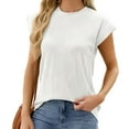 thumbnail image 1 of ZKCCNUK Plus Size Tops for Women Summer Solid Lace V-neck Short Sleeve Solid T-shirt Top, 1 of 4