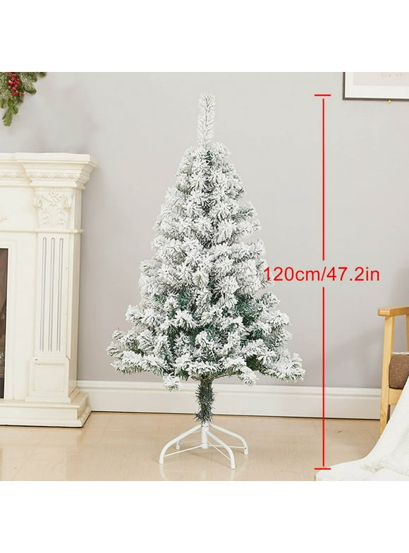 ZKCCNUK Snow Flocked Christmas Tree 120cm, Premium Hinged Artificial Pines Tree Christmas Decorations, by Holiday Time
