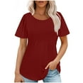 thumbnail image 1 of ZKCCNUK Summer Tops for Women Fashion Casual Short Sleeved Round Neck Solid Color Top, 1 of 8