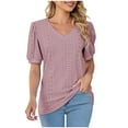 thumbnail image 1 of ZKCCNUK Summer Tops for Women Fashion Short Sleeve Comfortable Breathable V-Neck Blouses Shirt Tops, 1 of 6