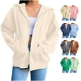 thumbnail image 1 of ZKCCNUK Sweatshirt for Women Zip up Hoodies Long Sleeve Fall Oversized Sweatshirts Fleece Jacket with Pockets,Sizes S-3XL, 1 of 6