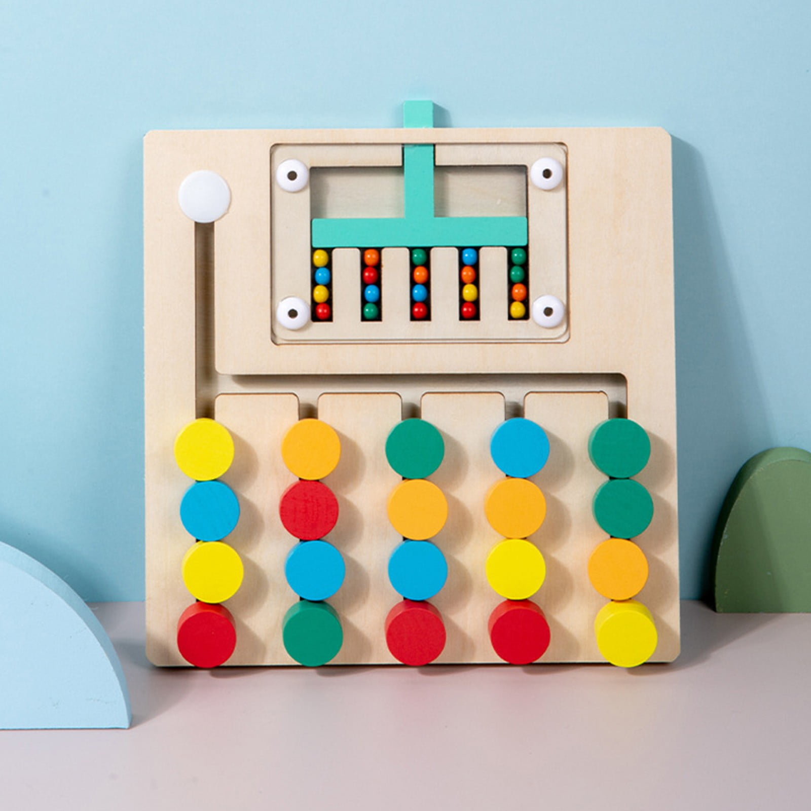 Toys for Ages 5-7 Wooden 5 Channel Colorful Balls Walking Puzzle Board Teaching Four Color Balls Walking Game Mind Thinking Training Holiday Gift on Clearance
