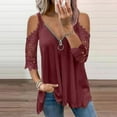 thumbnail image 1 of ZKCCNUK Women Casual Lace Half Sleeve锛?Neck Zipper Hollow Out T-Shirt Blouse Tops Summer Plus Size Tops 2026, 1 of 4