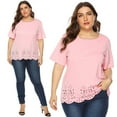 thumbnail image 1 of ZKCCNUK Women Casual Summer Plus Size Short Sleeve T Shirt Top Blouse Summer Plus Size Tops 2026, 1 of 9