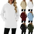 thumbnail image 1 of Hoodies for Women Oversized Casual Sweatshirts Pullover Long Sleeve Women's Hoodies Solid Color Cotton Lined Tunic Tops with Front Pockets Plus Size Available S-XXL, 1 of 9