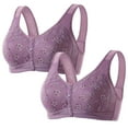 thumbnail image 1 of ZKCCNUK Women's Bras 2PC Ladies Traceless Comfortable No Steel Ring Breathable Gathering Front Opening Buckle Bra Underwear Everyday Bras Size S-4XL, 1 of 4