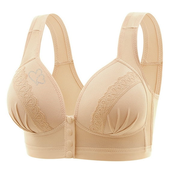 ZKCCNUK Women's Bras Ladies Traceless Comfortable No Steel Ring Breathable Gathering Front Opening Buckle Bra Underwear Everyday Bras Size S-3XL