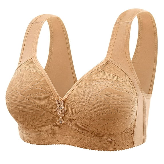 ZKCCNUK Women's Bras Sexy Middle Aged And Elderly Comfortable Soft Thin Solid Underwear Large Size Underwear Bra Adjustable Shoulder Straps No Steel Ring Gathering Everyday Bras Size M-3XL